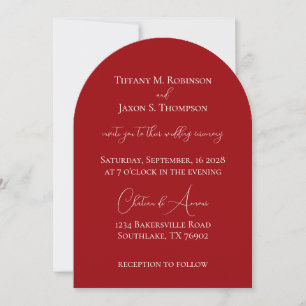 Convite Casamento Minimalista Vermelho e Branco