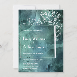 Convite Casamento minimalístico de Emerald magnolia aquoli