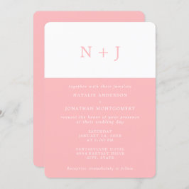 Convite Casamento Mínimo Clássico Simples Elegante Cor-de-