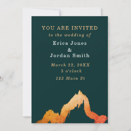 Convite Casamento Mínimo das Montanhas do Traço de Pincel