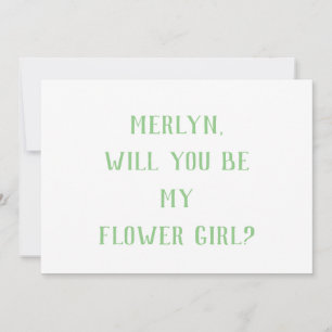 Convite Casamento Mínimo de 2024 da Flower Girl Sage Green