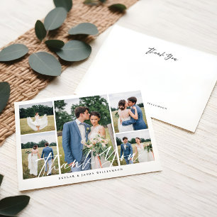 Convite Casamento mínimo de 5 fotos de Colagem de Escovas