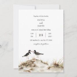 Convite Casamento Mínimo de Areia de Praia Dunes Oystercat