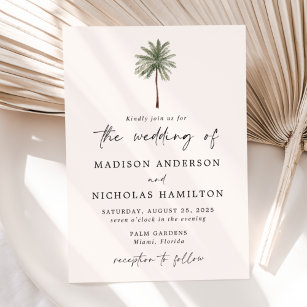 Convite Casamento Mínimo de Árvore Palm