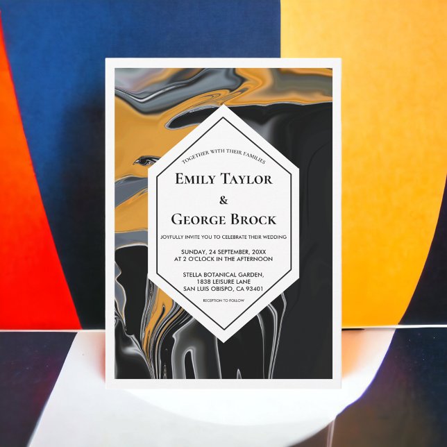 Convite Casamento mínimo de boêmia Dourada com a Artsy Abs (Criador carregado)