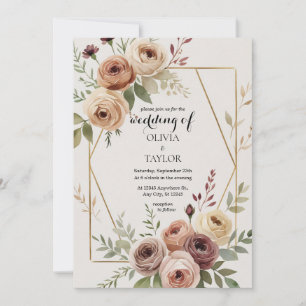 Convite Casamento Mínimo de Flores de Água Vintage
