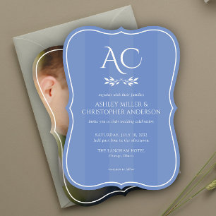 Convite Casamento Mínimo de Fotografia de Cornflower Strip