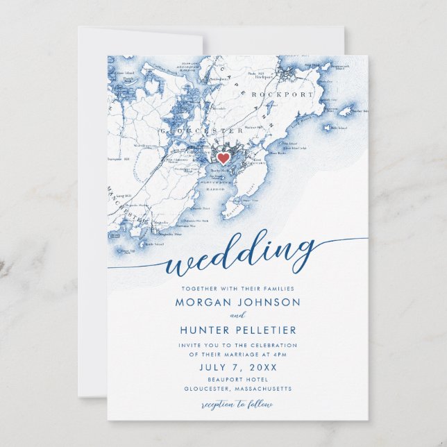 Convite Casamento Mínimo de Mapeamento de MÃES de Gloucest (Frente)