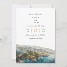 Convite Casamento mínimo de praia costeira do oceano lacri