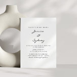 Convite Casamento Mínimo de Preto e Branco Moderno<br><div class="desc">Convite para Casamento de Script Branco e Preto Moderno Minimalista</div>