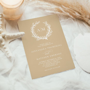 Convite Casamento mínimo de recife de coral náutico com ar