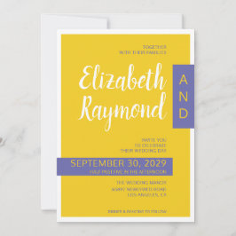 Convite Casamento mínimo de roxo amarelo moderno contempor