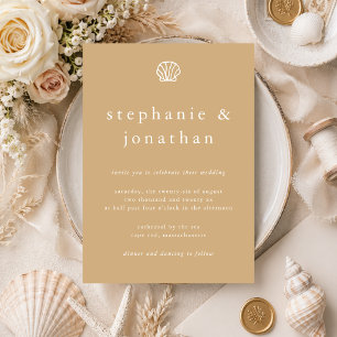 Convite Casamento Mínimo de Sandy Beige, Praia Costeira El