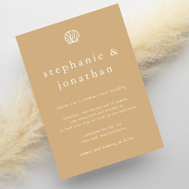 Convite Casamento Mínimo de Sandy Beige, Praia Costeira El