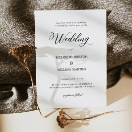 Convite Casamento Mínimo de Script de Caligrafia Preta Chi
