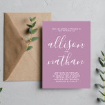 Convite Casamento Mínimo de Script de Lavanda True Simplic<br><div class="desc">Este simples e maravilhoso convite de casamento é perfeito para o minimalista de todos nós! Por favor,  entre em contato comigo se você quiser ajuda para personalizar a parte de texto deste convite para casamento.</div>