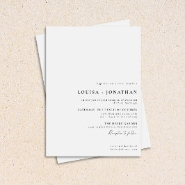 Convite Casamento Mínimo de Script Formal Preto Branco Ele