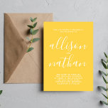 Convite Casamento Mínimo de Simplicidade 1 Marigold Script<br><div class="desc">Este simples e maravilhoso convite de casamento é perfeito para o minimalista de todos nós! Por favor,  entre em contato comigo se você quiser ajuda para personalizar a parte de texto deste convite para casamento.</div>
