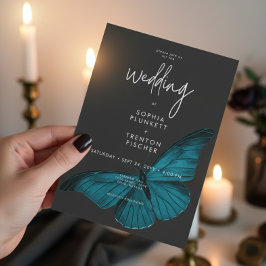 Convite Casamento Mínimo de Teal Mal Escuro