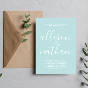 Convite Casamento Mínimo de Teal Pálido