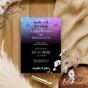Convite Casamento Mínimo de Teal Rosa-Rosa-Brilhante