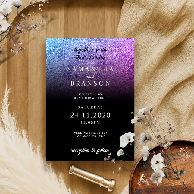 Convite Casamento Mínimo de Teal Rosa-Rosa-Brilhante (Criador carregado)