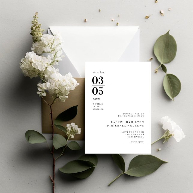 Convite Casamento Mínimo de Tendências Negrito (Bold Minimal Trending Wedding Invitation.)