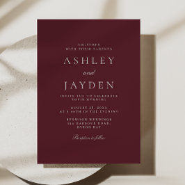 Convite Casamento Mínimo de Vinho de Merlot Burgundy