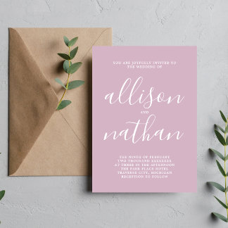 Convite Casamento Mínimo de Wisteria de Simplicidade 1 Ver