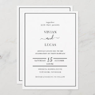 Convite Casamento mínimo do código QR preto e branco moder