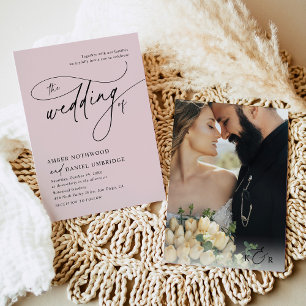 Convite Casamento Mínimo Elegante Blush Pink