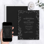 Convite Casamento Mínimo Elegante de Folha Preta e Branca<br><div class="desc">Diga "sim" a este maravilhoso e elegante convite de casamento mínimo de folhas preto e branco! O charme e a sofisticação se misturam perfeitamente para criar este elegante design de convite formal preto e branco. Apresentando uma delicada e desenhada mão desenhada, borda foliar e tipografia com escrita manuscrita, este convite...</div>