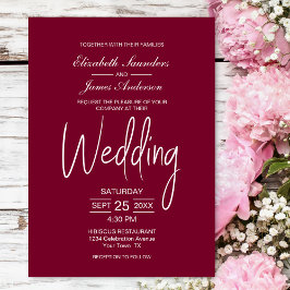 Convite Casamento Mínimo Elegante de Magenta White