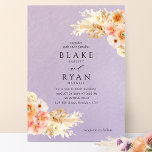 Convite Casamento Mínimo Elegante De Pêssego De Lavanda<br><div class="desc">Aprecie seu convidado com este belo convite para o casamento. Cheio simples e limpo de elegância e graça com belos panos de fundo de lavagem de cor de água roxa de lavanda mole e deliciosos pulverizadores florais de cor de água que enquadram seus detalhes de casamento em uma fina mistura...</div>