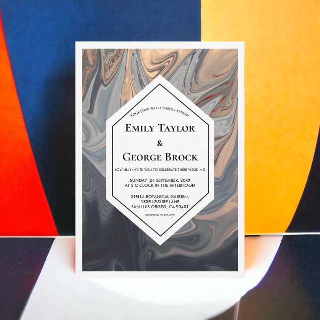 Convite Casamento Mínimo Elegante de Terracotta Abstrato (Criador carregado)