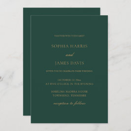 Convite Casamento Mínimo Elegante Emerald Verde Tudo em Um