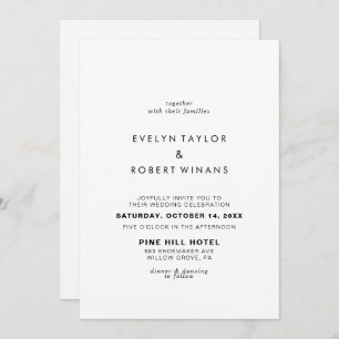 Convite Casamento Mínimo Elegante Frente Formal e Traseira