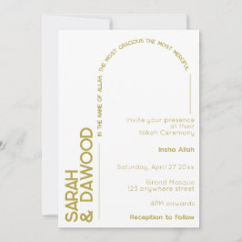 Convite Casamento Mínimo Elegante Muçulmano Branca