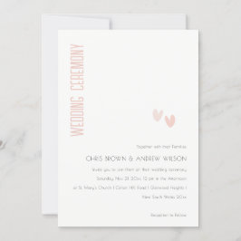 Convite Casamento Mínimo Elegante Pastel Pink Corações