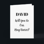 Convite Casamento Mínimo Elegante Preto-Branco Branco<br><div class="desc">Design simples,  mínimo e elegante por perguntar "Você será nosso portador de anéis" com modelos de texto de mensagem personalizadas e nome personalizado para você personalizar!</div>