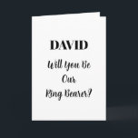 Convite Casamento Mínimo Elegante Preto-Branco Branco<br><div class="desc">Design simples,  mínimo e elegante por perguntar "Você será nosso portador de anéis" com modelos de texto de mensagem personalizadas e nome personalizado para você personalizar!</div>