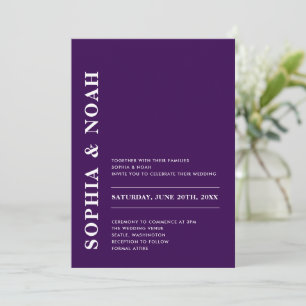 Convite Casamento Mínimo Elegante Roxo Moderno