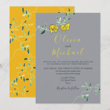 Casamento Minimo Floral Amarelo e Cinza