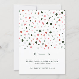 Convite Casamento Mínimo Moderno do Padrão Terrazzo Verde