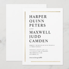 Convite Casamento Mínimo Moderno Elegante Negro e Branco