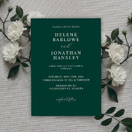 Convite Casamento Mínimo Moderno Emerald Green