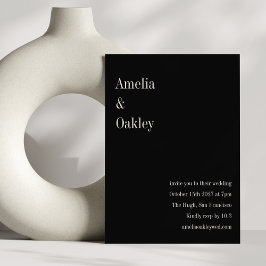 Convite Casamento Mínimo Negra Elegante Na moda Moderno
