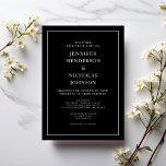 Convite Casamento Mínimo Negro Clássico Elegante<br><div class="desc">Convite de Casamento Minimalista Negro Clássico.</div>