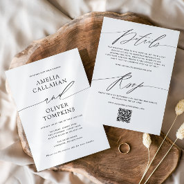 Convite Casamento Mínimo Negro e Branco