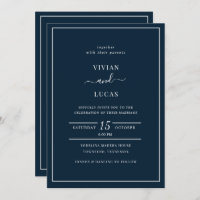 Casamento Mínimo Normal Azul do Marinho Moderno